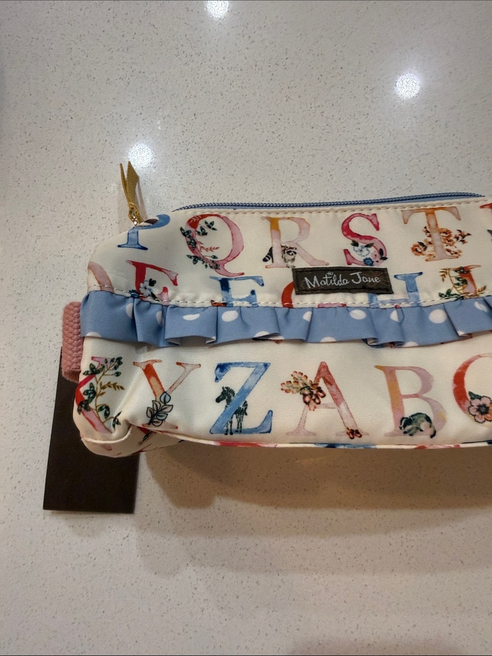 Matilda Jane Alphabet Pencil or  Cosmetic Pouch with Light Blue Ruffle NWT - Picture 12 of 12